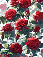 manyanlin_A_mass_of_red_roses_with_dark_green_leaves_on_a_white_33ba74fc-5bb3-4b24-a248-48cafc7781cd