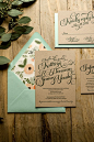 Gioviale font - Rustic Wedding Invitation, Mint & Kraft Wedding Invite, Rustic Wedding Invite, Calligraphy Invitation - Sample Set