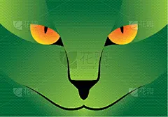 猫,绿色,插画,黄眼睛,黄色,计划书,图像,狮子,模板