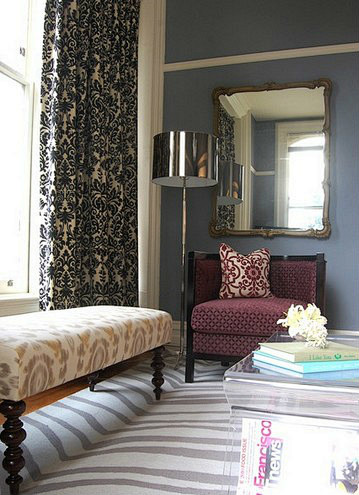 客厅沉稳花色的窗帘设计效果图