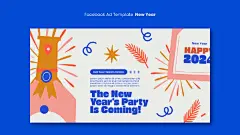 国外创意2024年新年元旦春节跨年庆祝干杯插画海报展板ps设计素材-淘宝网