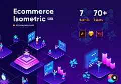 【VIP】Isometric Ecommerce and Online Shopping⎪7幅购物业务等距插画