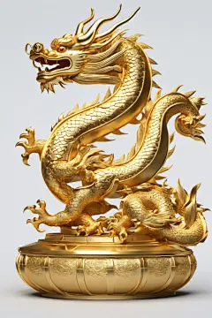 龙翔飞舞神异金属黄金龙模型图片