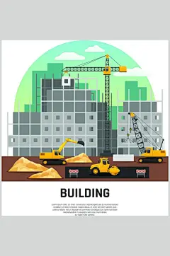 工程车建筑工地矢量素材