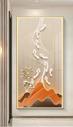 艺术工作室原创作品下载排行-九鱼图现代进门走廊竖版挂画轻奢客厅餐厅大幅画-我图网