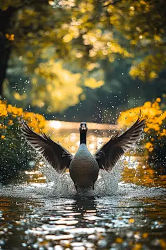 大雁迁徙鸟类摄影图