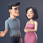 Couple, Alina Balgimbaeva : 3d models for Eurasian bank project (based on studio concept)