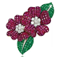 A 'MYSTERY-SET' RUBY, EMERALD AND DIAMOND 'DEUX FLEURS' CLIP BROOCH, BY VAN CLEEF & ARPELS