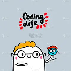Coding life hand drawn vector illustration in cart