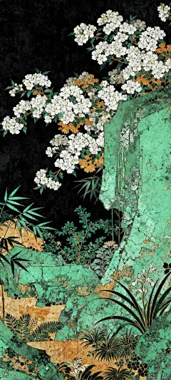 手机壁纸｜绿崖花映竹 - 小红书
