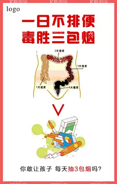 小儿便秘 不排便  - 源文件下载【酷图网】小儿便秘,不排便,毒素,三包烟,健康小知识,
