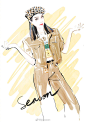 jjseason插画超话 ---- 宋教练@宋茜  驼色丹宁潇洒工装搭   #插画明星搭配# ​​​​