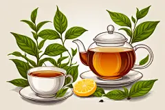 清新手绘谷雨时节芝兰之气茶叶插画