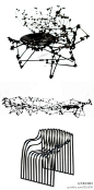 作为2013伦敦设计节的一部分，伦敦设计师朱利安的最新作品：建筑系列椅子和有机回路椅子被看作是四个循环三个表面在钢丝上的完美呈现。