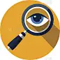 Eye in Magnification .Flat Icon