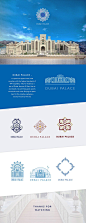 Dubai Palace logo : Dubai Palace is a premium apart hotel that complies with the highest standards of VIP hospitality - like, for instance, a star of Dubai, famous Al Qasr. We made a series of logos in an attempt to match their superiority and celestial g