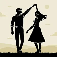 夫妻情侣剪影插画