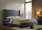 Pacifica Tufted Upholstered Platform Contemporary Bed, Gray Fabric contemporary-panel-beds