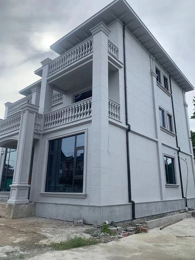 农村自建房外墙做好了#别墅装修 #水包砂 #农村自建房-花瓣网