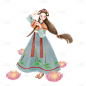 手绘-中国风人物插画贴纸-古风美女