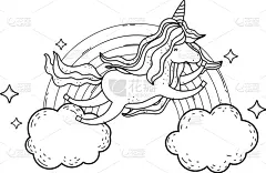 可爱的,云,彩虹,独角兽,华丽的,小马,自然美,小的,动物,问候
