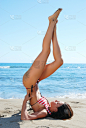 海滩,女人,日光浴,完美,垂直画幅,水,美,四肢,沙子