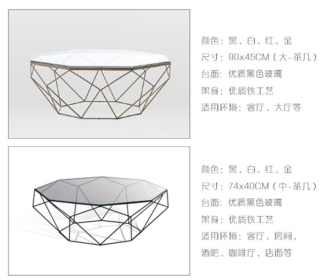 北欧家具现代简约玻璃圆形茶几小户型客厅个...