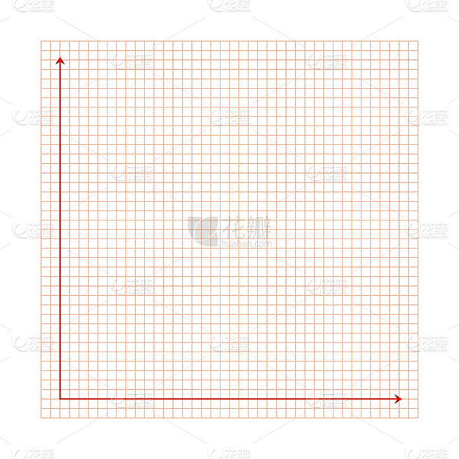 方格纸。数学图形。笛卡尔坐标系有x轴，y轴。带有颜色线的方形背景。几何图案供学校、教育。衬空白透明背