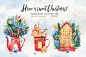Have a sweet Christmas! : Set of high quality handpainted watercolor Christmas illustrations. My illustration is preferable for designing greeting cards, business cards, packaging, textiles, holiday decorations and