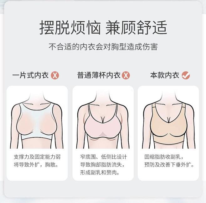 大胸显小透气超薄无钢圈防下垂无痕文胸夏季...
