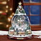 Thomas Kinkade Christmas Snowglobe Tree Lights Up and Musical Globe: 