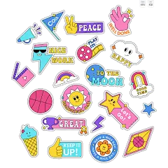 卡通可爱复古图案矢量贴图贴纸标签插图ai矢量设计素材模版llustration