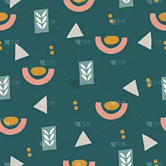 三角形,四方连续纹样,斑点,几何形状,可爱的,珊瑚色,纺织品,灰色,绘制