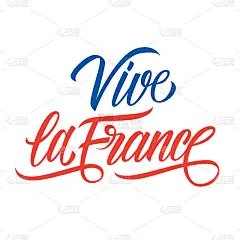 法国手写字体万岁。创意的字体，贺卡，节日问候和邀请与法国国庆日，7月14日，巴士底日。