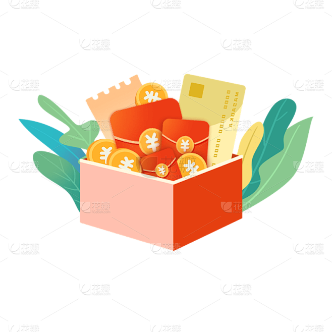 卡通感金融行业红包元素