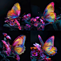 suyunkai_Colorful_butterflies_flutter_among_the_flowers_Black_b_1