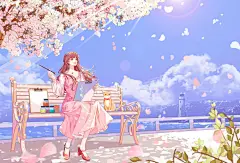 樱花树下_蕙婼--__插画师作品_涂鸦王国gracg.com