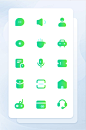 APP移动端绿色渐变扁平图标icon