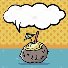 椰汁彩色涂鸦，言语泡泡