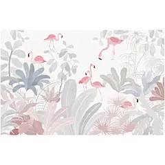 客厅电视背景墙壁纸简约现代卧室无纺布墙纸影视墙北欧火烈鸟壁画