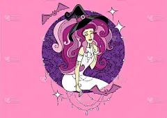 一个矢量插图的性感女巫万圣节派对。装饰，用于内衣或海报。