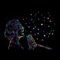 矢量墙绘音乐演奏家摇滚装饰画彩色线条人物插画插图AI设计素材