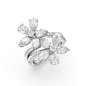 Daisy Duet Ring with Platinum / Lab / 5 3/8 Cut Diamond in 14KT Platinum / Lab / 5 3/8 view 2
