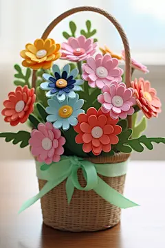 AI数字艺术感恩节母亲节毛绒花束插画