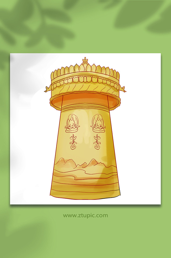 香格里拉独克宗金筒建筑插画元素