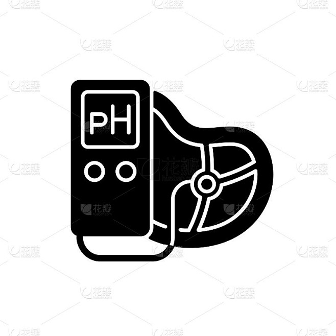 测量食品pH值的黑色字形图标