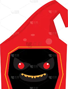 生气,黑暗镰刀手,卡通,头像,分离着色,可爱的,怪异