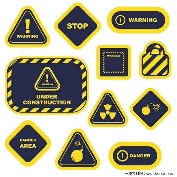 黄色警示牌与标签适量素材