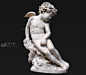 坐着的丘比特石膏像二，小天使小孩翅膀，古罗马希腊雅典宗教神话人物 - 雕塑3d模型 3dsnail模型网