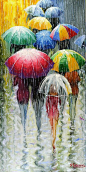 Umbrellas by Stanislav Sidorov_漆画#漆画#